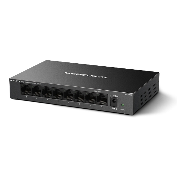 Bộ Chuyển Mạch Switch Mercusys MS108GS 8 Cổng Gigabit RJ45 10/100/1000 Mbps, Tiết Kiệm Năng Lượng - Hàng Chính Hãng