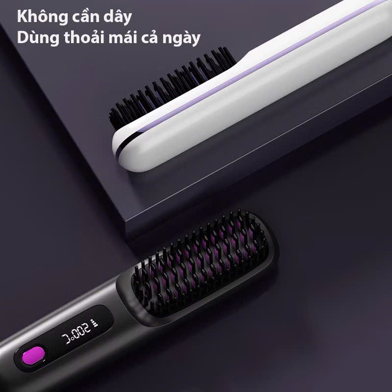 Lược Điện Chải Tóc Không Dây Ion Âm - Chăm Sóc Tóc Suôn Mượt, Tạo Kiểu Dễ Dàng, Dễ Mang Theo - HÀNG CHÍNH HÃNG MINIIN