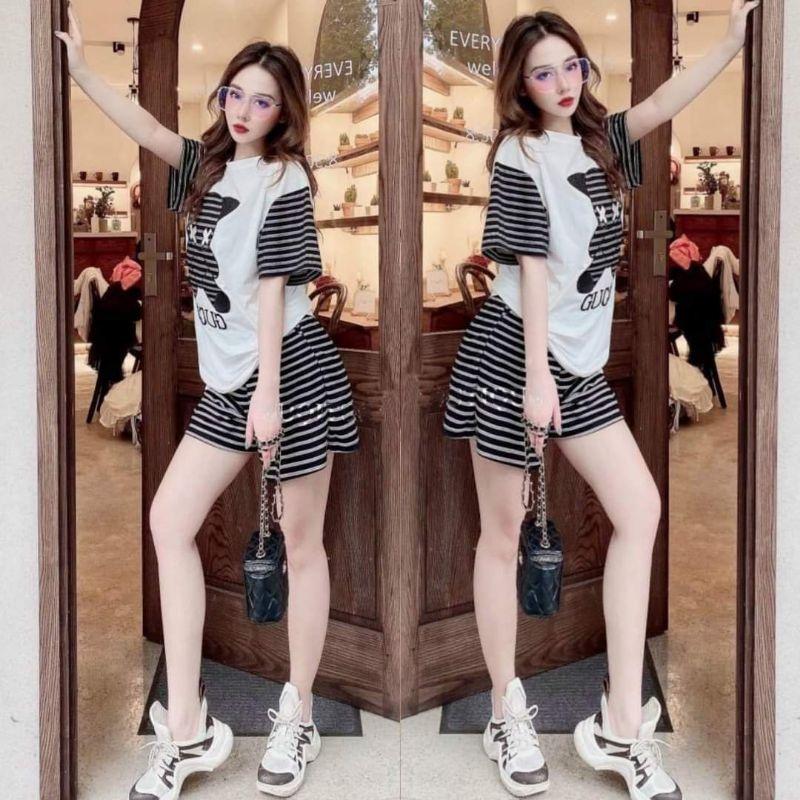 SÉT BỘ THỂ THAO FORM RỘNG GẤU SỌC THÊU CAO CẤP