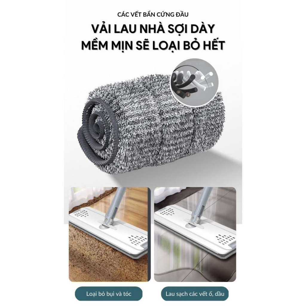 Cây lau nhà tự vắt, Chổi lau nhà thông minh, cây lau kèm 8 bông lau thay thế, Cây lau nhà MOP - Hàng nhập khẩu