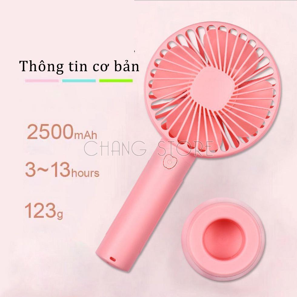 Quạt Tích Điện Cầm Tay Pin Sạc 4 Cánh 3 Tốc Độ Gió Có Đế Để Bàn, Quạt Để Bàn Pin Sạc USB Tiện Lợi