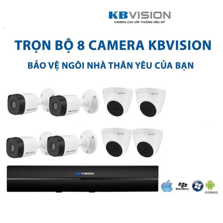 Trọn bộ 8 camera KBVISION Full HD 1080p - Hàng chính hãng