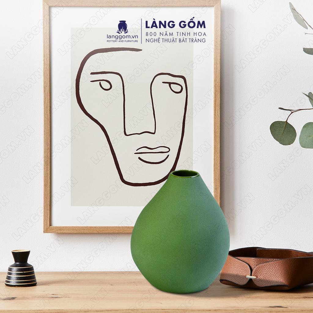 Bình hoa, lọ hoa Gốm sứ Bát Tràng cao cấp Men mát kiểu túm miệng dùng làm quà tặng, trang trí - Làng Gốm Bát Tràng