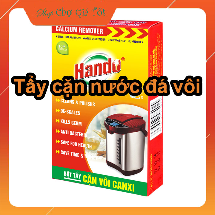Combo 2 hộp 4 gói Bột tẩy cặn nước đá vôi ấm đun,bình đựng nước Hando 100Gr