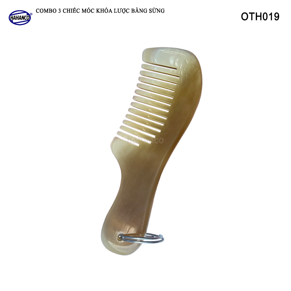 Combo 3 Móc treo chìa khóa / Chiếc lược mini bằng sừng trâu (OTH019) Nhỏ gọn - Tiện lợi