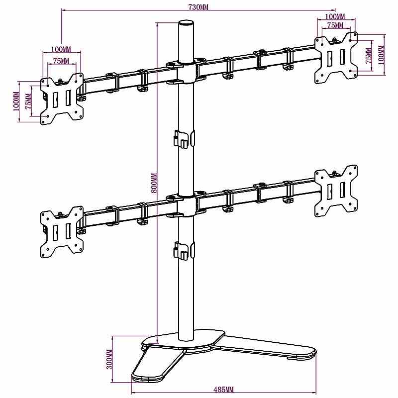 Giá đỡ 4 màn hình máy tính để bàn 14-27inch hàng nhập khẩu