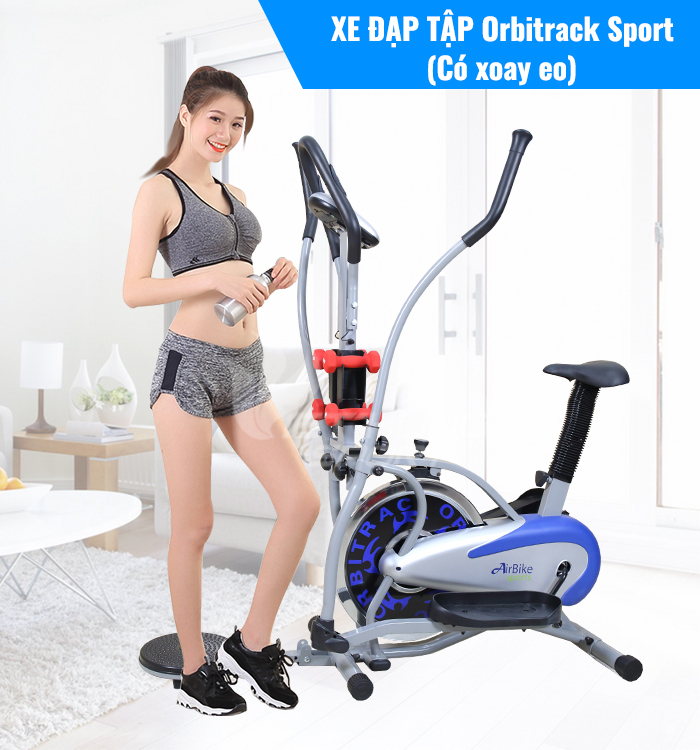 Xe đạp tập thể dục toàn thân Orbitrack - MO 2085: Kết hợp đĩa xoay eo Tạ tay. Có đồng hồ đo nhịp tim thời gian tốc độ quãng đường calori.