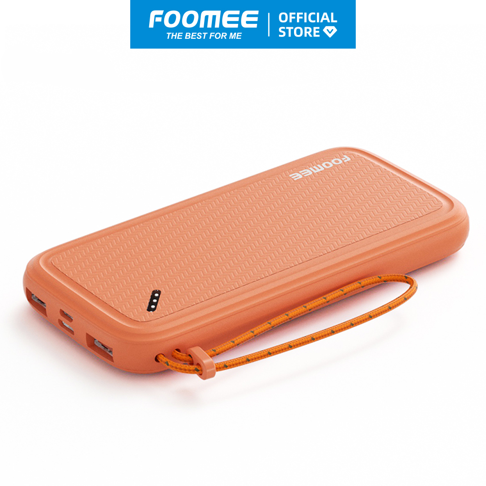 Pin sạc dự phòng 10000mAh FOOMEE AU10 - Đen/Trắng/Cam - Chất Liệu Chống Cháy Sạc An Toàn 2 Thiết Bị Cùng Lúc - Hàng chính hãng