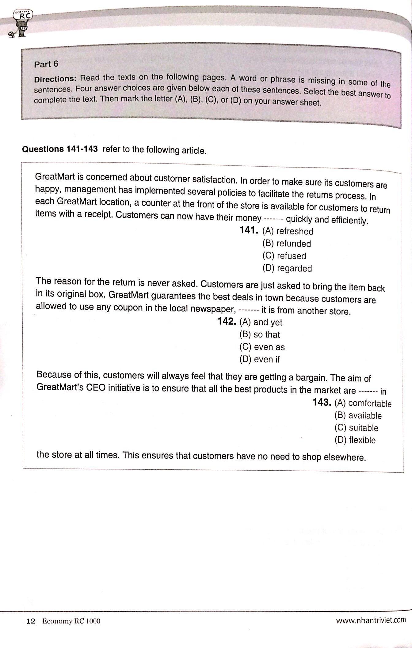 Economy TOEIC RC1000 Volume 2