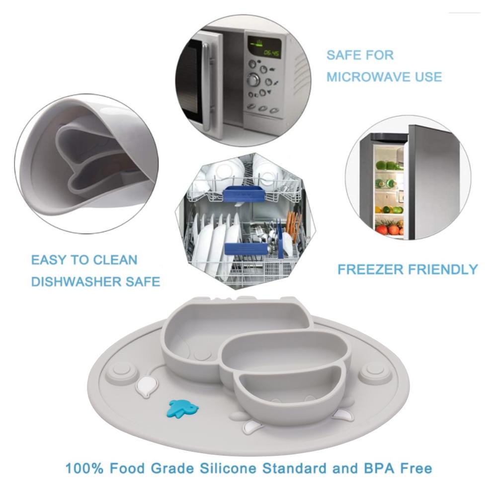 Qshare Bé Ốp Dẻo Silicon Bộ Đồ Ăn Trẻ Em Thực Phẩm Ăn Đựng Placemat Trẻ Sơ Sinh Món Tô