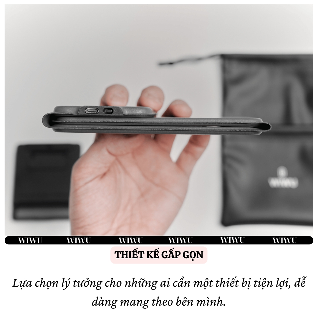 Bàn phím gấp gọn di động không dây bluetooth V5.2 tích hợp trackpad &amp; phím số WIWU FMK-05 - Nhỏ gọn, mỏng nhẹ, phím tắt thông minh, hỗ trợ Androids &amp; iOS, gõ thoải mái cho iPad cho iPhone, máy tính bảng, cho macbook, laptop - hàng nhập khẩu