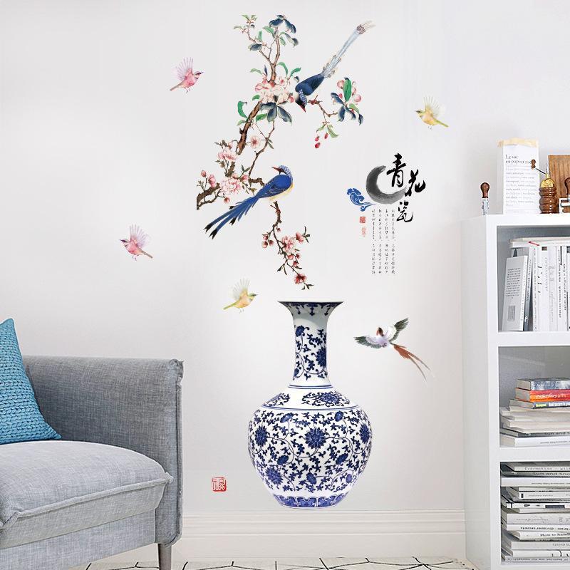 DECAL DÁN TƯỜNG BÌNH HOA LAN VÀ BÌNH THỔ CẨM