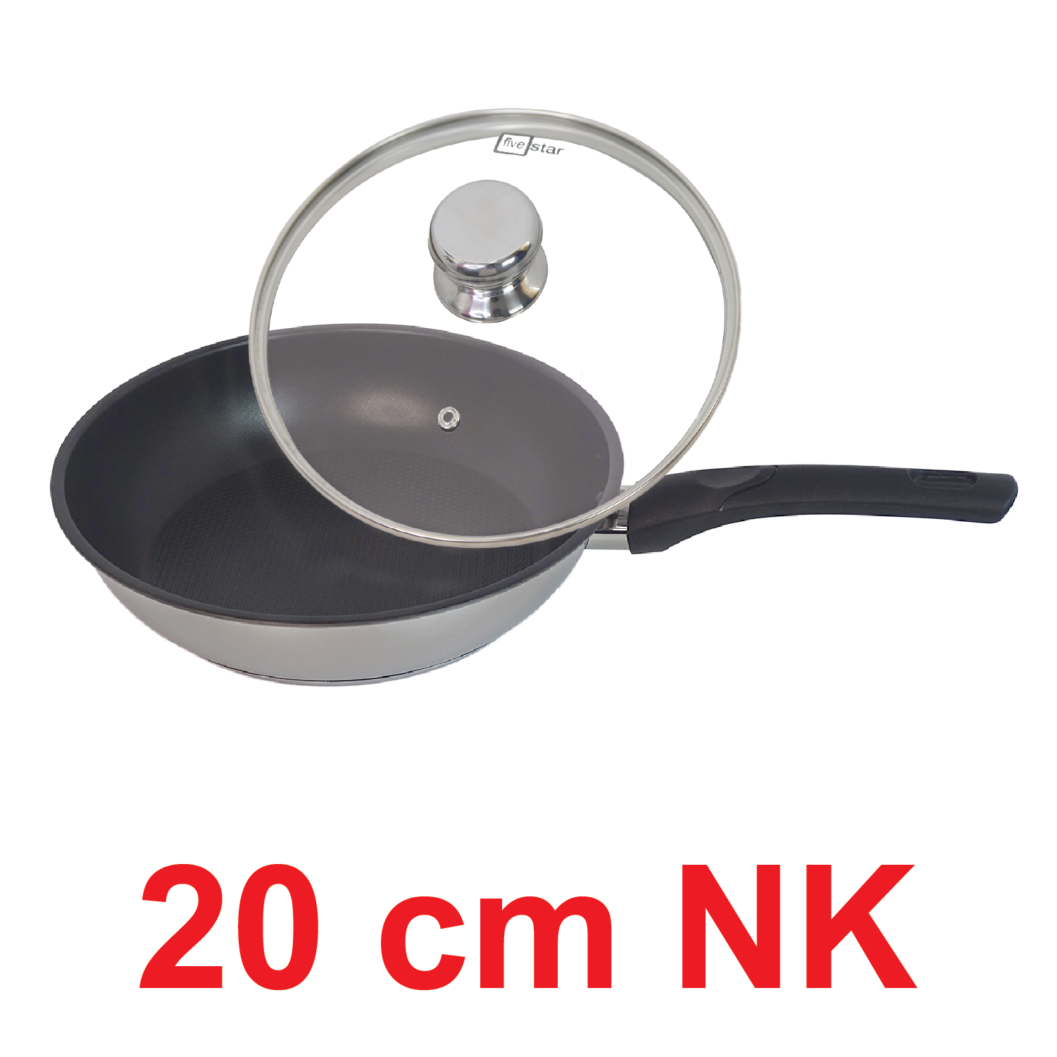 Chảo Chống Dính Và Nắp Kính Fivestar Tặng 5 Muỗng - 20Cm
