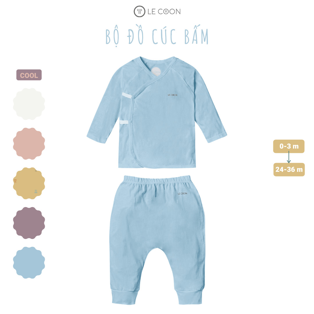 LE COON | Bộ Đồ Cúc Bấm Vai Cộc Tay | Vải COOL mỏng mát | 3 tháng-3 tuổi