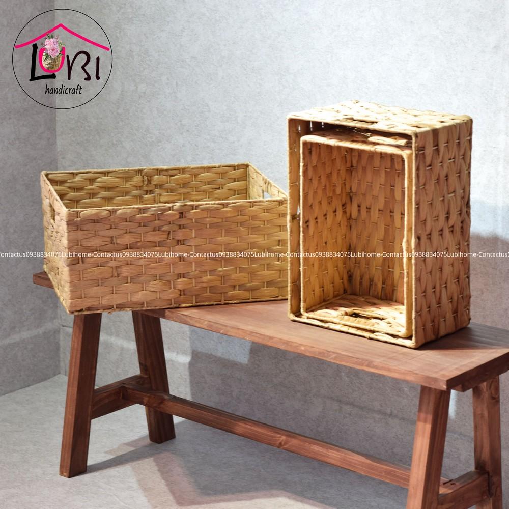 - Sọt đựng đồ lục bình hình chữ nhật đan vuốt dẹt sang trọng - LB073
