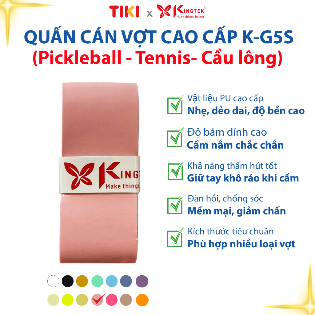 Quấn Cán Vợt KINGTEK K-G5S | Overgrip Cao Cấp Cho Pickleball  - Cầu Lông - Tennis | Êm Tay – Chống Trượt – Hút Mồ Hôi - Tùy chọn