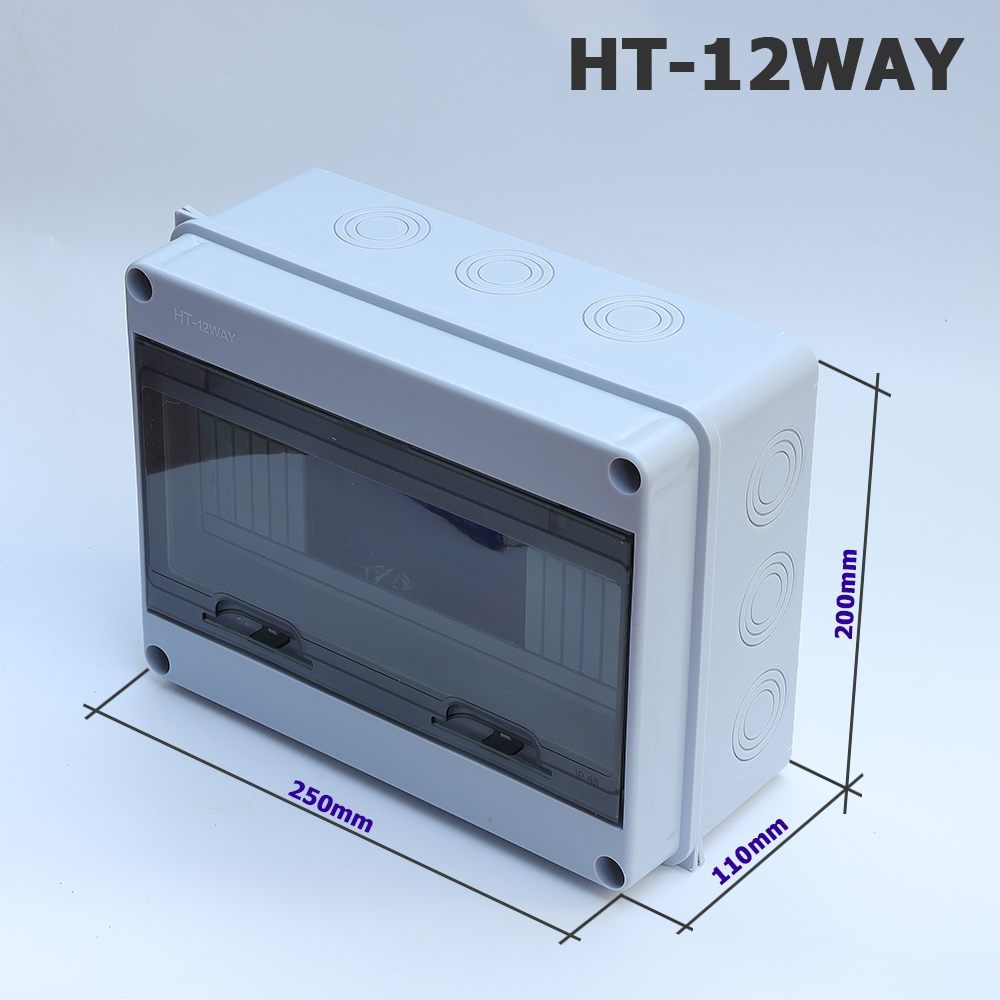 Tủ điện ngoài trời chống nước lắp nổi Hộp phân phối điện Model HT-5 8 12 15 18 24 WAY