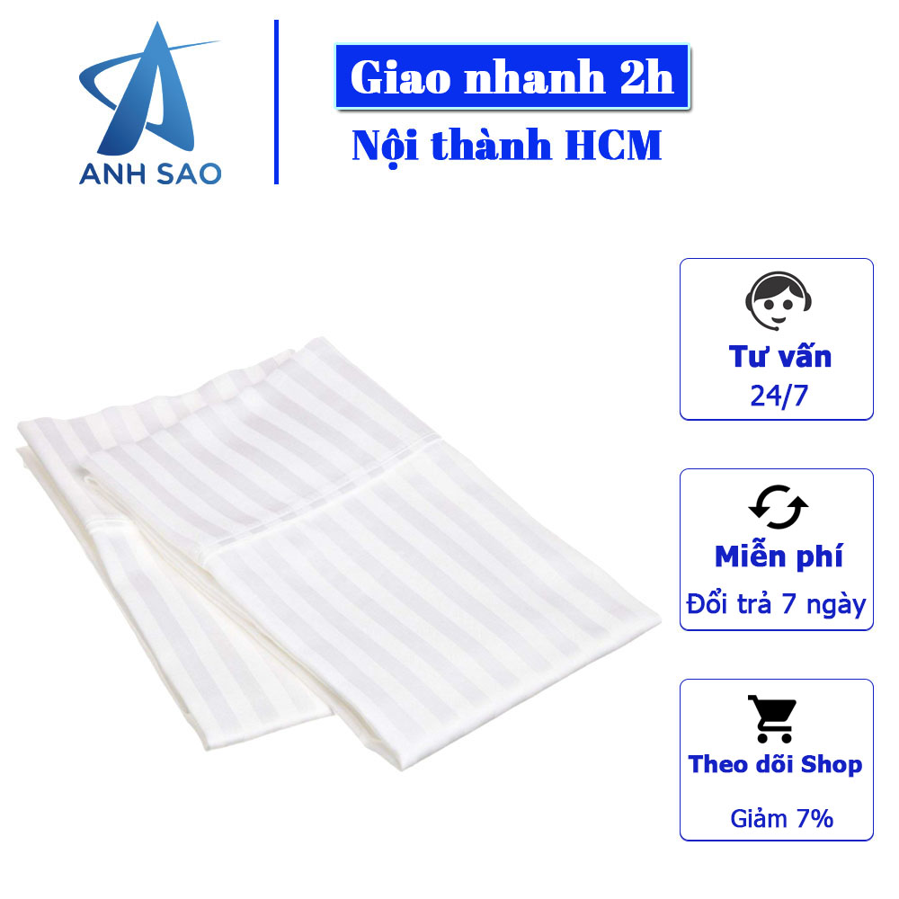 Cặp vỏ gối lông vũ Ánh Sao màu trắng sọc satin 