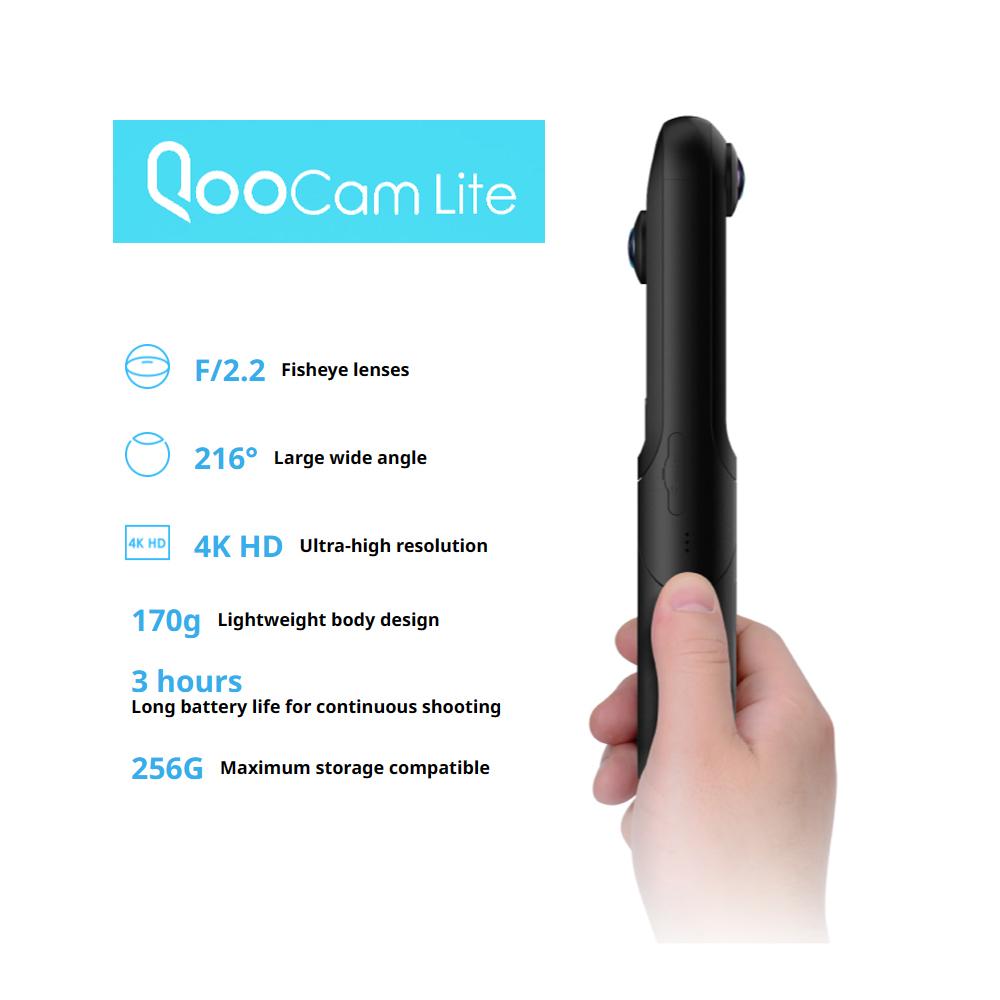 KanDao QooCam Lite Camera toàn cảnh 2D VR camera chuyển động chống rung phù hợp để chụp ảnh trên không bằng xe đạp Màu sắc: QooCam Lite