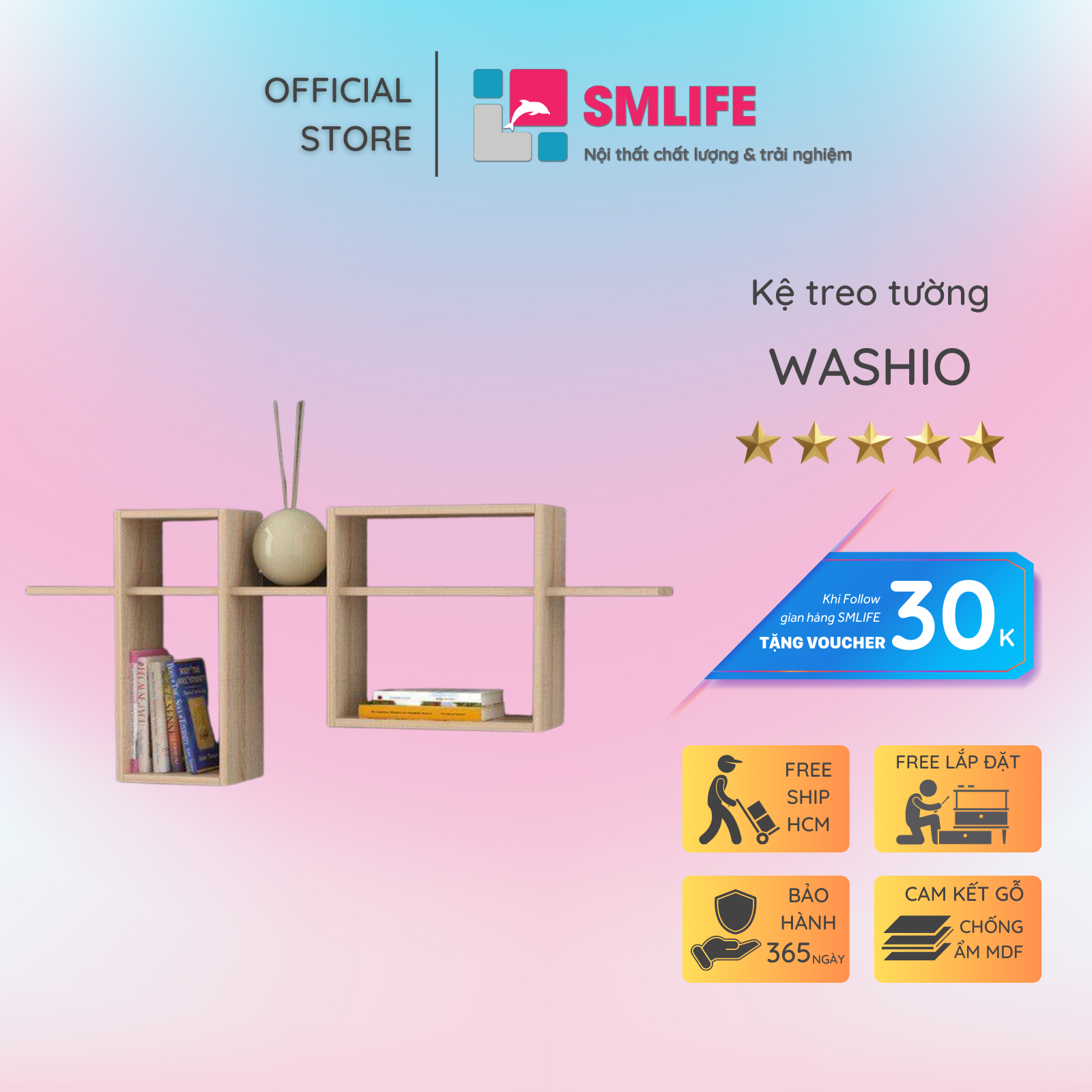 Giá đỡ sách nhỏ gọn phong cách hiện đại SMLIFE Washio
