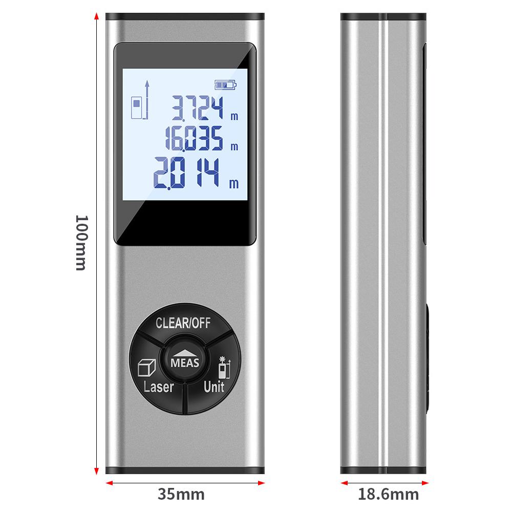 Handheld Laser Rangefinder Distance Meter Area Volumes Measurement Device Building Surveying Equipment LCD Display with Backlight