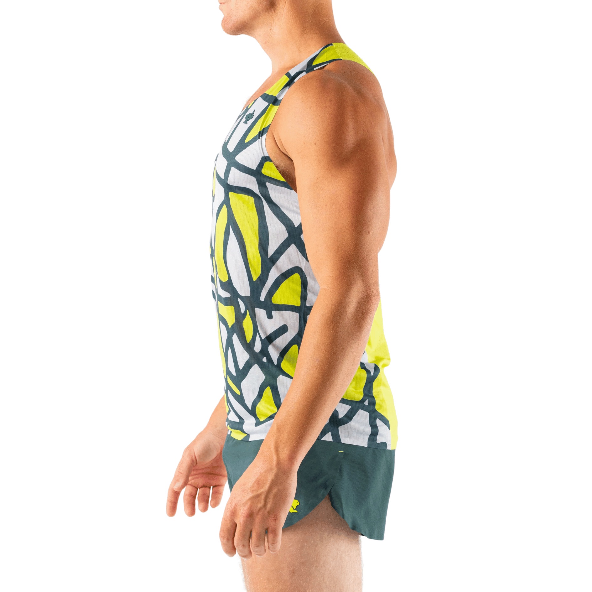 Áo Singlet Chạy Bộ Nam Rabbit Speedeez - Lime Abstract