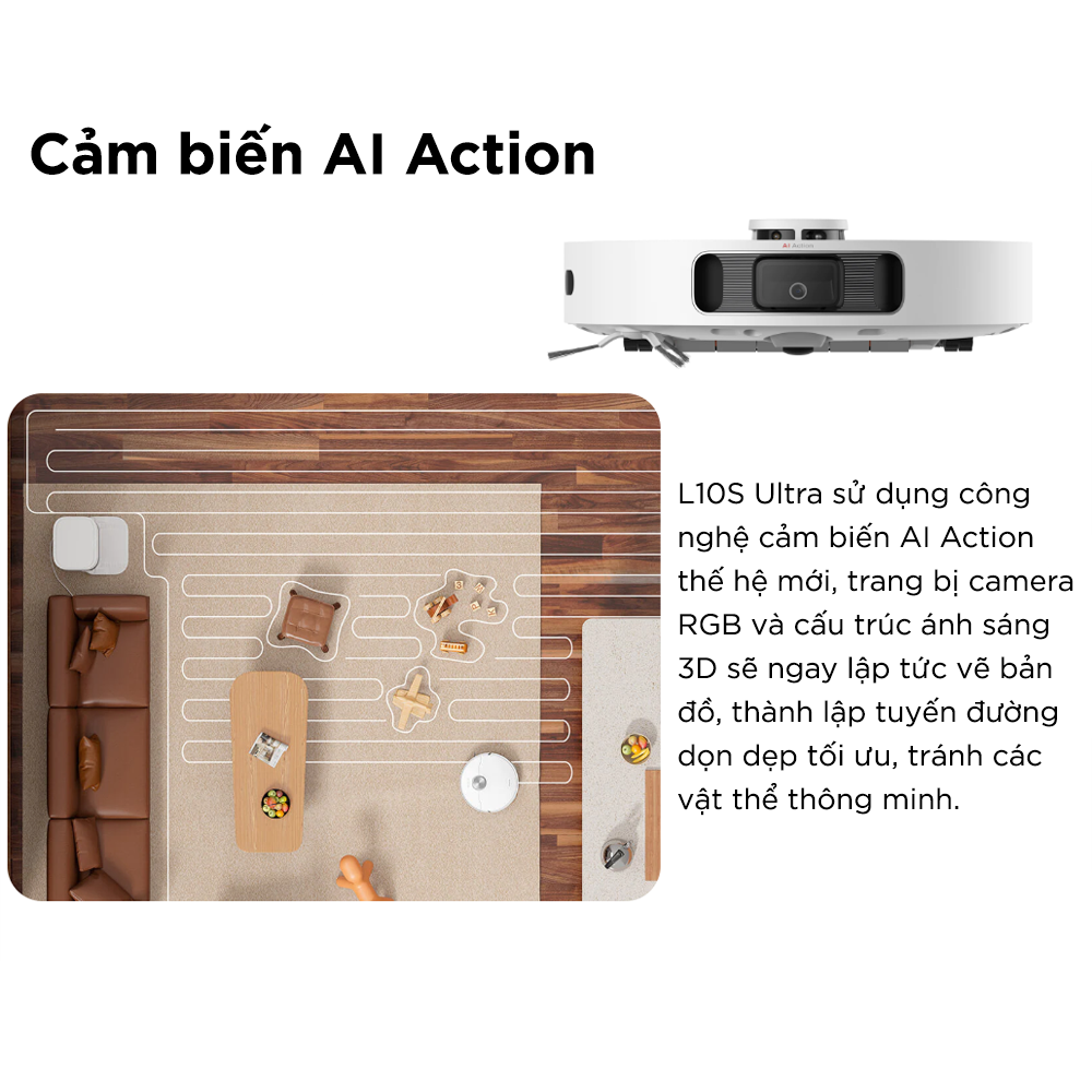 Robot Hút Bụi Lau Nhà XIAOMI DREAME D10 PLUS Tự Động Đổ Rác Tạo Bản Đồ Siêu Nhanh Diện Tích Hoạt Động 250m2, Lực Hút 4000 Pa - Hàng Nhập Khẩu