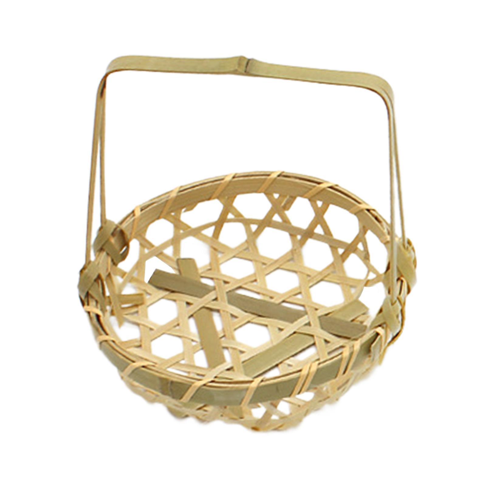 Woven Basket Bamboo Basket Flower Storage Basket Handwoven Flower Holder Decor Farmhouse Basket Storage Basket for Home Bedroom Party Picnic