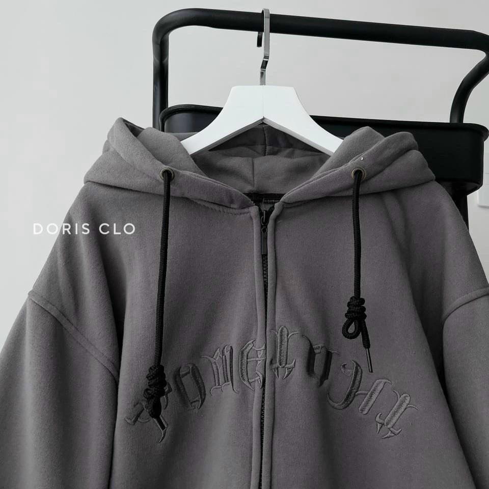 Áo Khoác Nỉ Form Rộng 2 Lớn In Chữ Độc Đáo Phối Màu Trẻ Trung Năng Động Phối Nón RỘng