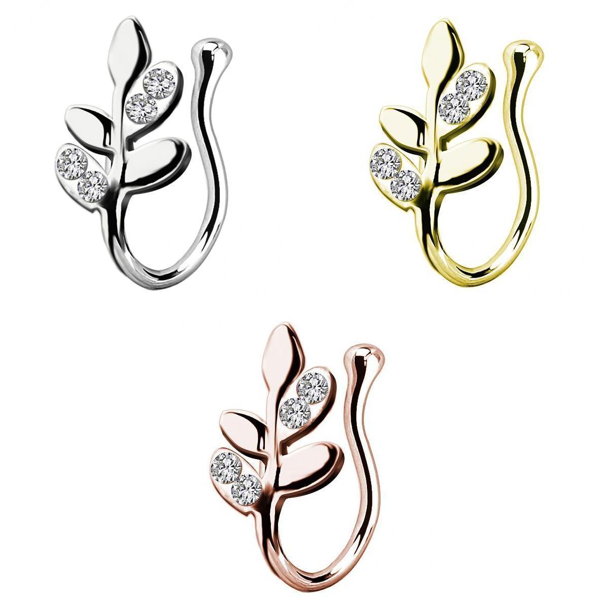 3 Pieces Crystal Fake Nose Rings 18G Faux Fake Lip Ear Nose Septum