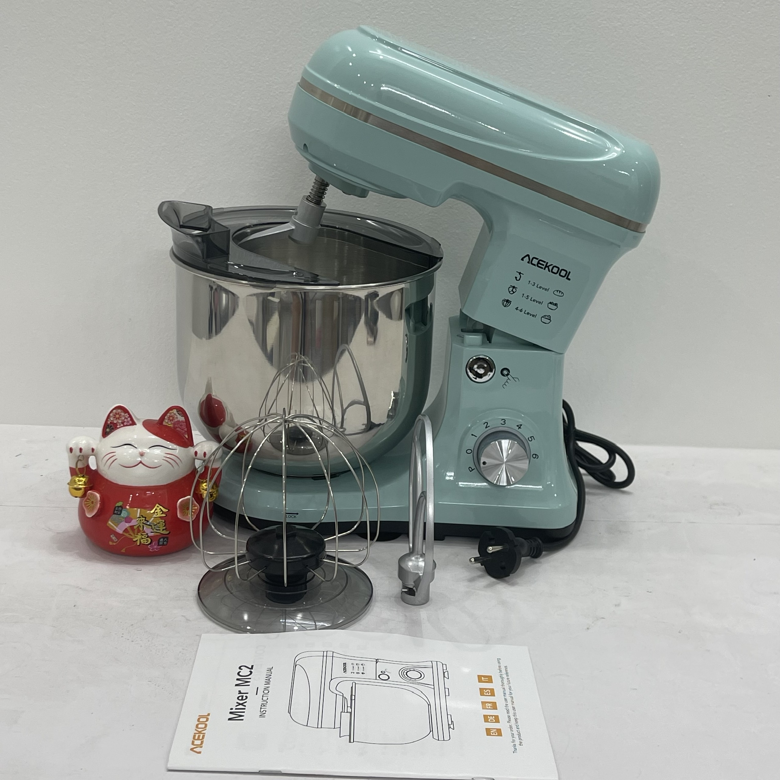 Máy nhào bột ACEKOOL 7L 1400W trộn được 1 kg bột khô làm chả giò đánh trứng làm trà bông- Hàng chính hãng Đức xuất khẩu Anh, Mỹ..