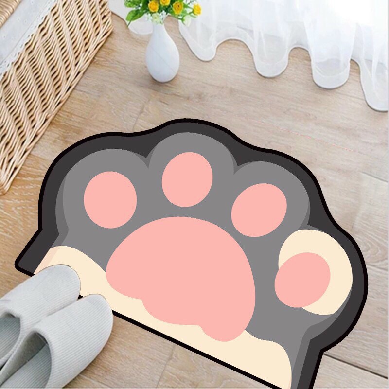 Thảm nỉ lau chân hình chó mèo - đế cao su chống trượt để cửa ra vào, phòng khách, phòng ngủ 60x40