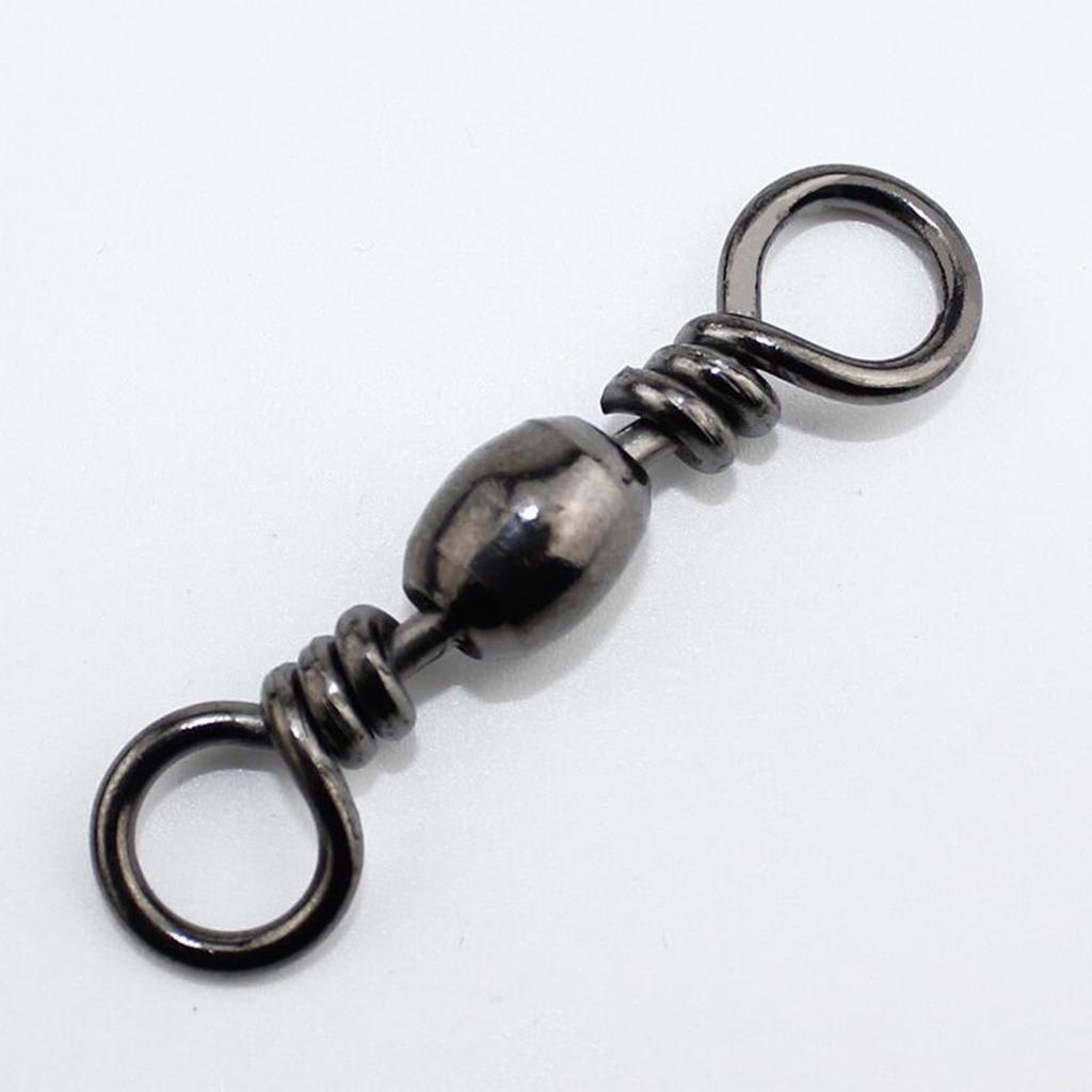 100pcs Rolling Barrel Swivel, Metal Ball Bearing Swivels Connector with Solid Rings