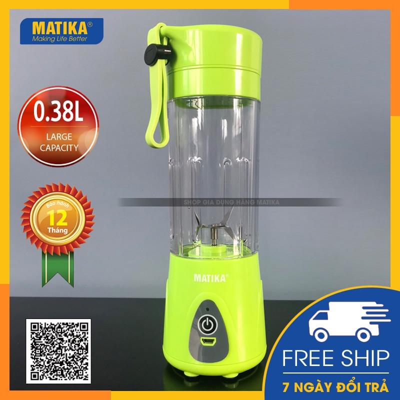 Máy xay sinh tố mini MATIKA cầm tay đa năng 380 ml có cổng sạc USB MTK-3138 - Hàng chính hãng