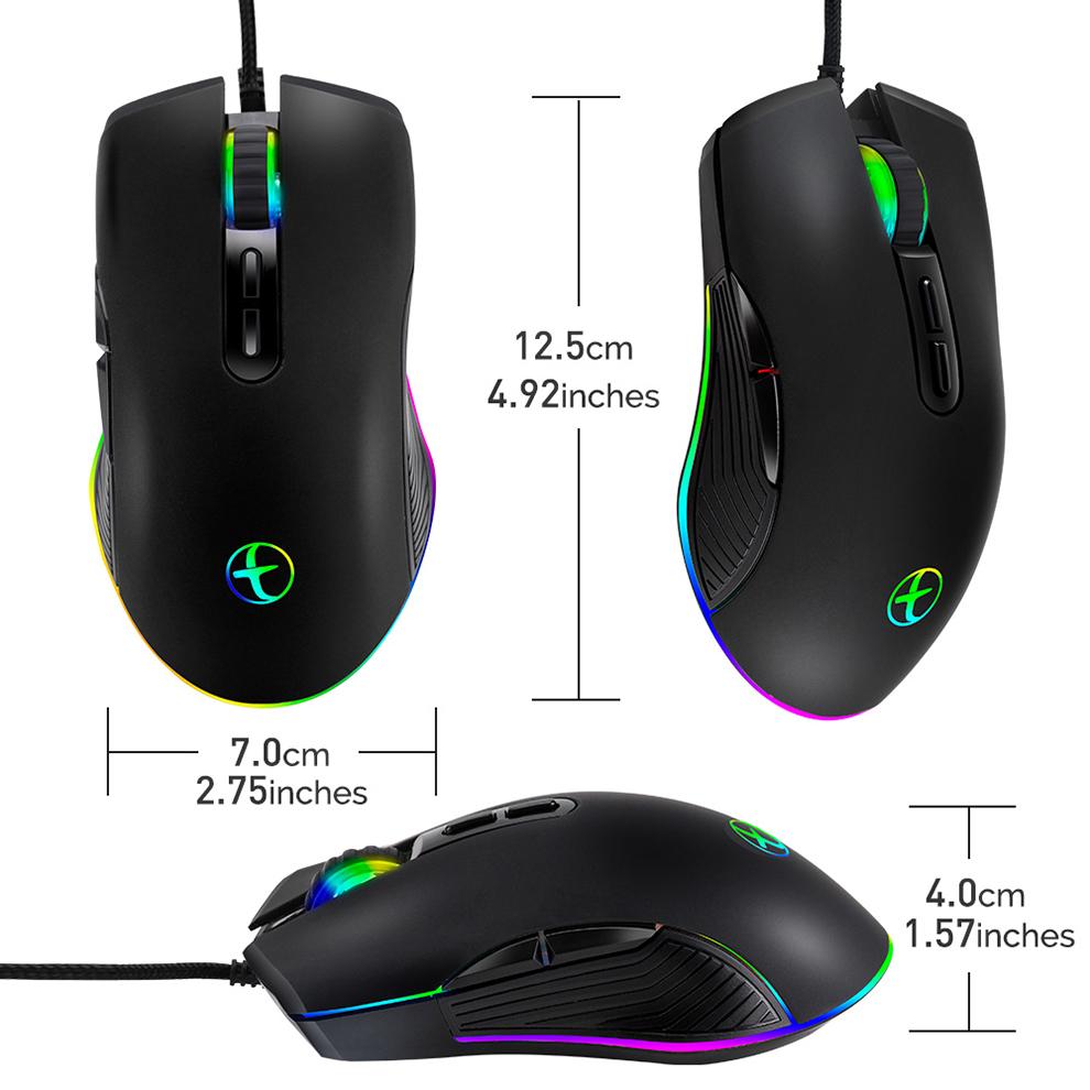 Sữa ong chúa Lược USB Loại C Chuột 3200 DPI USB C Chuột Chơi Game Máy Tính Wried Chuột Quang cho chơi Game RGB 4 Đèn Nền Đèn LED