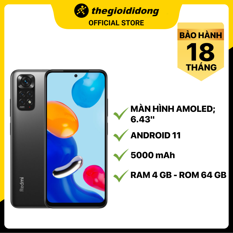 Điện thoại Xiaomi Redmi Note 11  - Xám - Hàng chính hãng