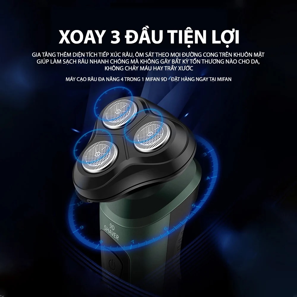 Máy cạo râu 9D SHAVER cao cấp loại 4in1 chống nước chuẩn IPX7