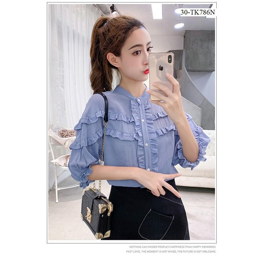 TK745-ÁO SƠ MI VIỀN BÈO TAY LỠ S-6XL