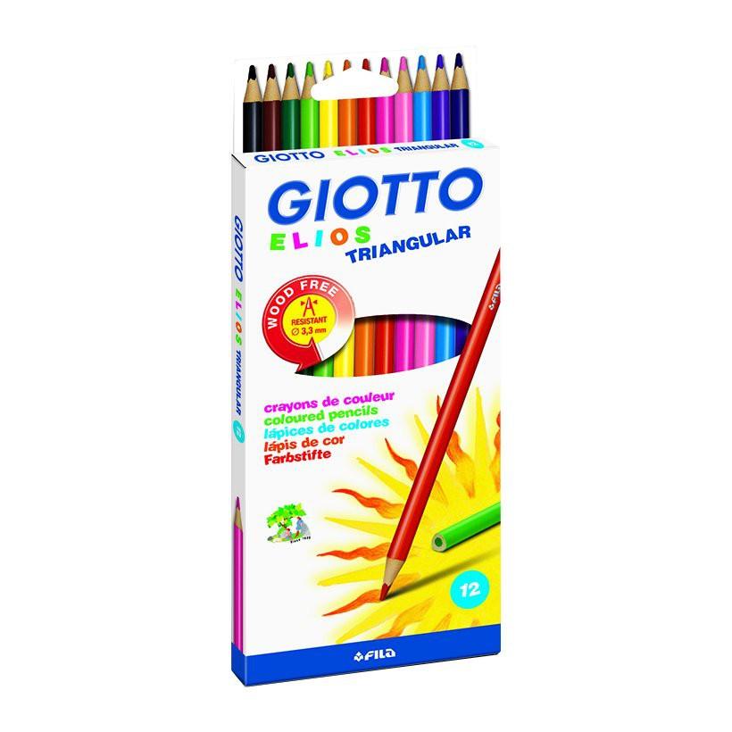 Bút chì màu nhập khẩu Italy Giotto Elios Triangular - Hộp 12 màu