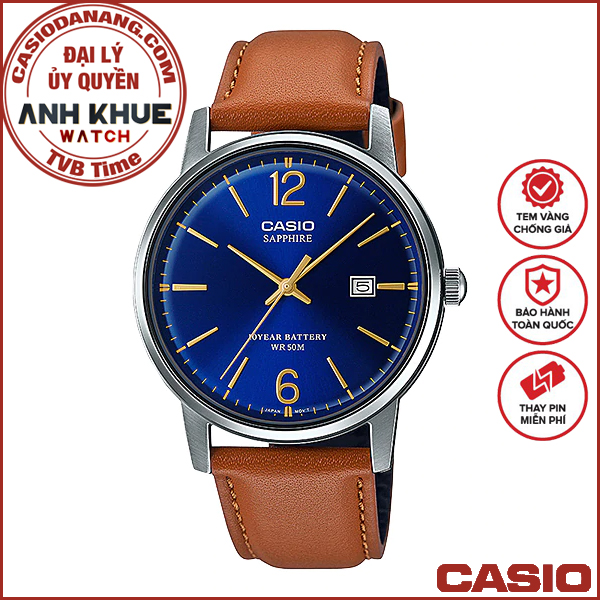 Đồng hồ nam dây da Casio Standard chính hãng Anh Khuê MTS-110L-2AVDF (38mm)