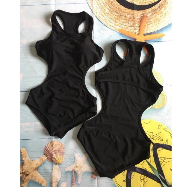 Bikini đi biển 1 mảnh đen khoét eo siêu hot- đồ bơi nữ liền thân cắt xẻ eo sành điệu- shopnabi LMQC_DUOINUOC
