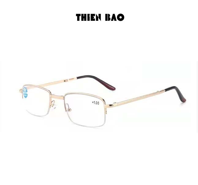 Kính lão thị, viễn thị đọc sách Nam nữ gấp gọn ( Tặng bao da đeo hông) KVT1510 tròng Nhật xẻ cước loại tốt mạ crom bền đẹp