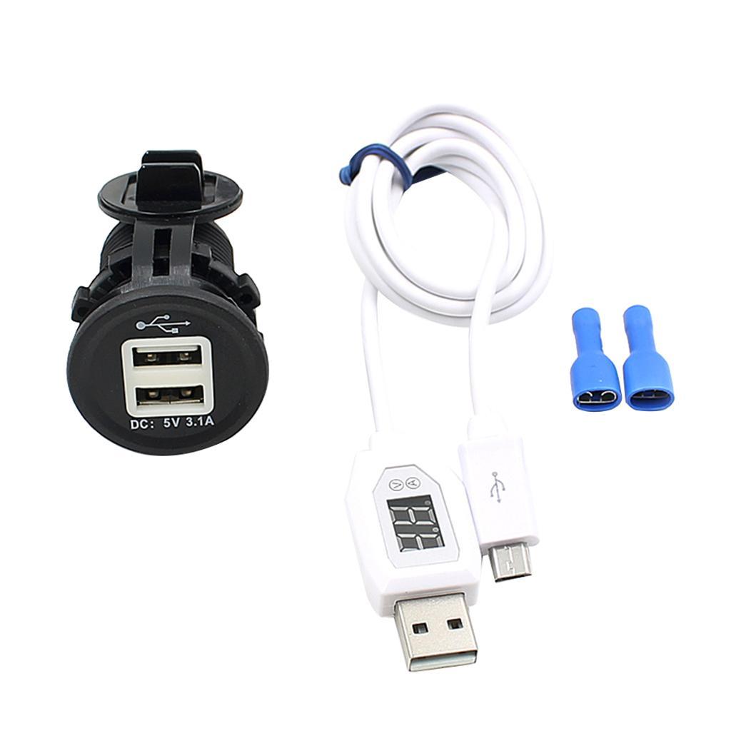 Motorcycle Waterproof Cigarette Lighter With USB Phone Charger LED Voltmeter