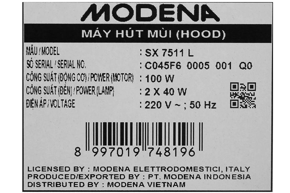 Máy hút mùi âm tủ Modena SX 7511 L - Hàng chính hãng