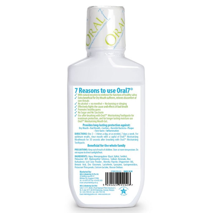 Nước súc miệng giữ ẩm cho người khô miệng, viêm lợi Oral7 Moisturising Mouthwash 250ml