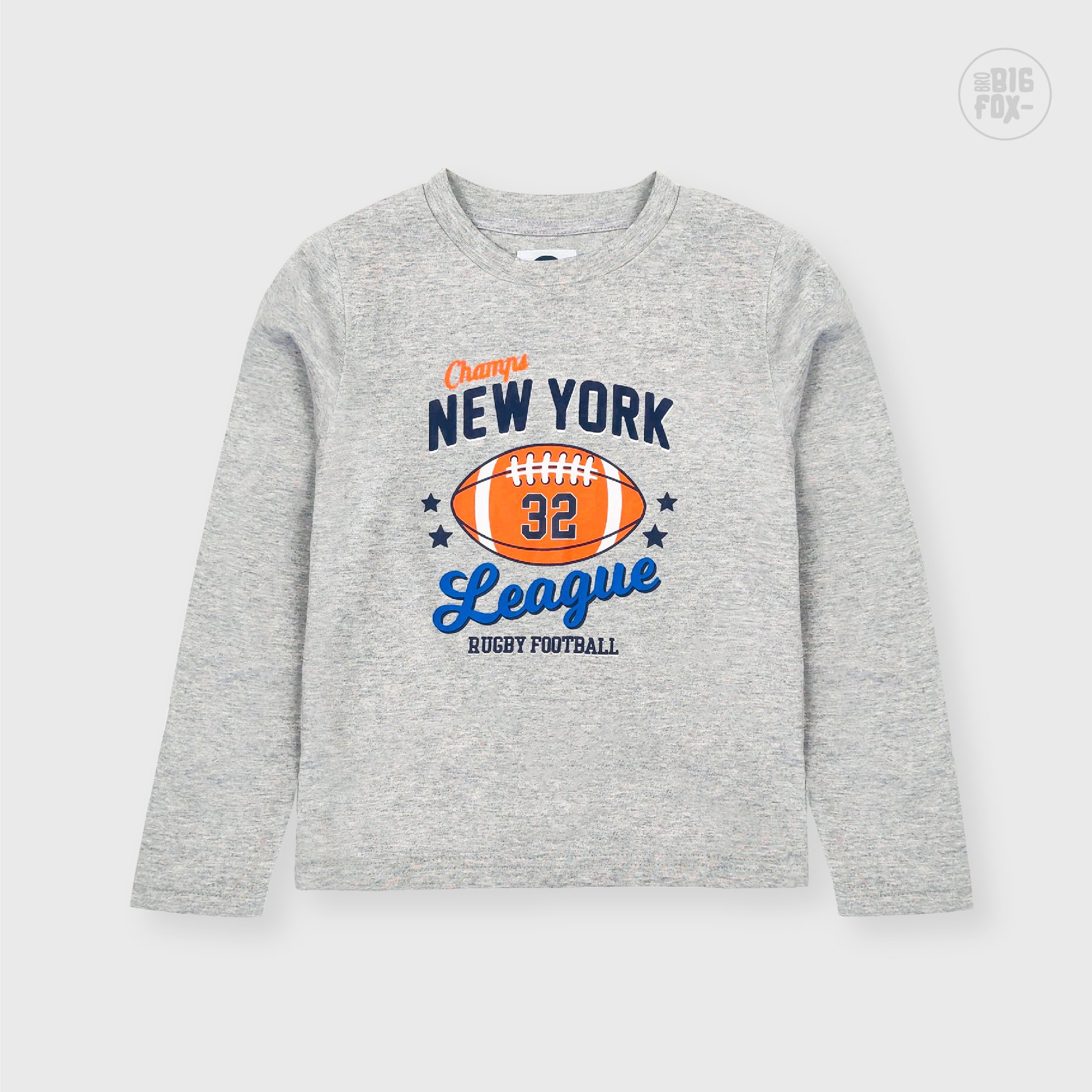 Áo bé trai BIGFOX - MISS MEOW thu đông, áo thun dài tay cho bé size đại in hình bóng bầu dục Newyork 11 - 38 kg