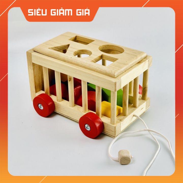 Xe cũi thả hình khối bằng gỗ cho bé Giúp bé làm quen với hình khối và màu sắc