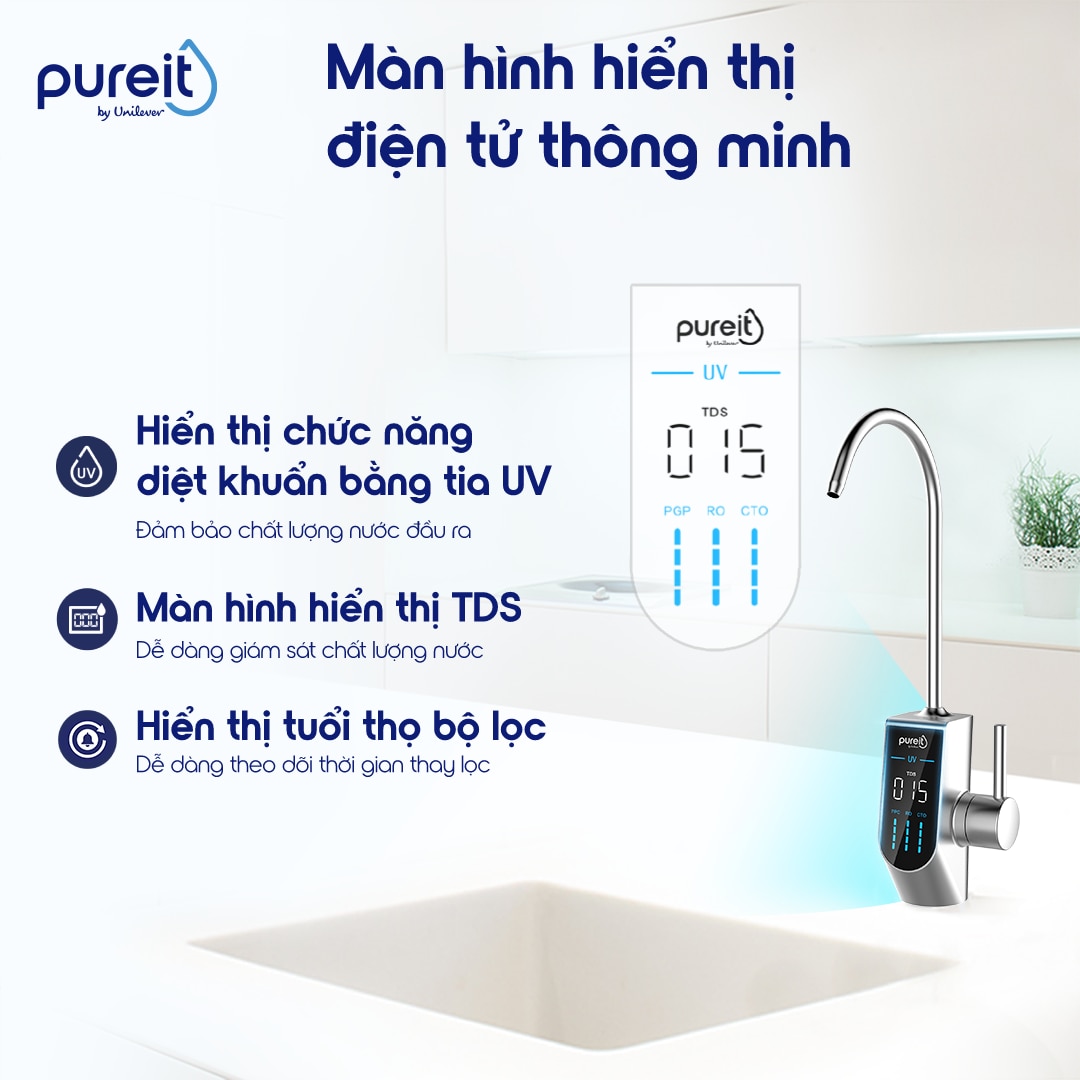 Máy lọc nước Pureit Delica Âm tủ bếp RO 18,000L UR5840 ,Hàng chính hãng