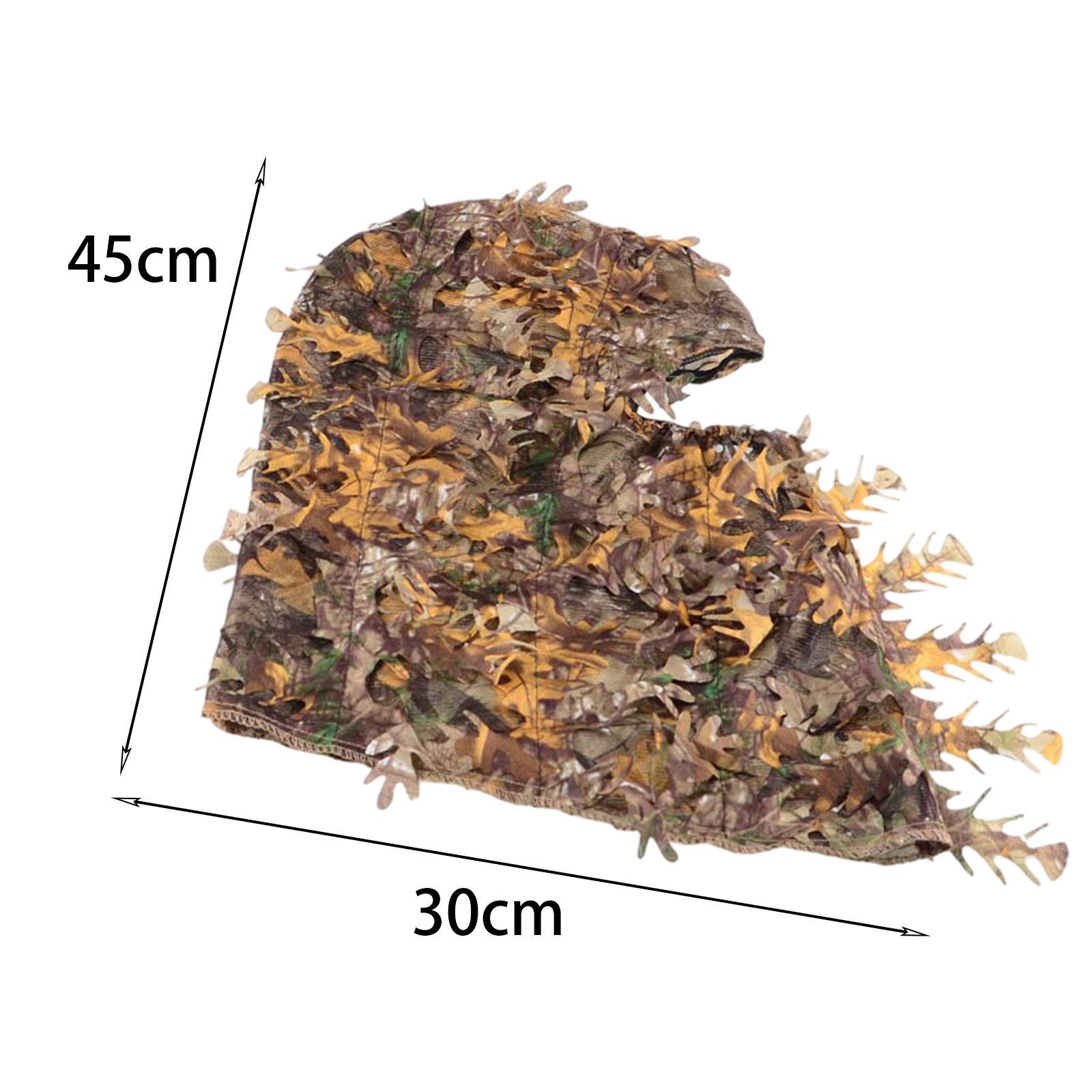 Leaf Camouflage Face Mask, Ghillie Hood, Eye Hole, Lightweight Camo Face Cover, Breathable Headwear for Hunting Shooting Men Women Hunting Gear