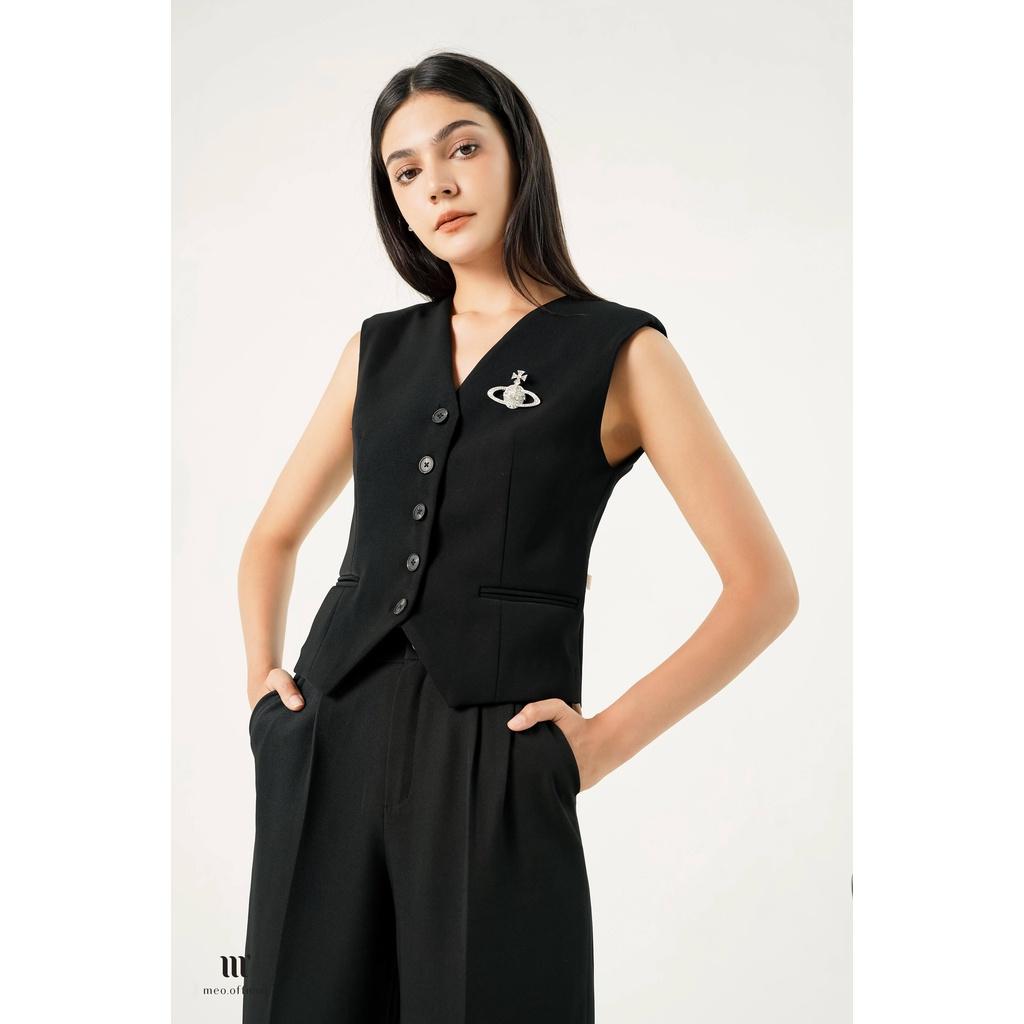 Áo gile blazer nữ Méo shop dáng ngắn không tay Maiko